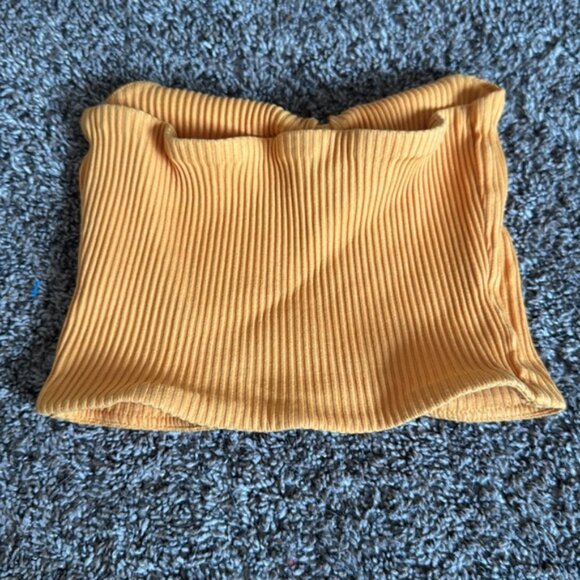 Aritzia Wilfred Gaby Strapless Crop Tube Crop Top Orange Size Small - Picture 7 of 7